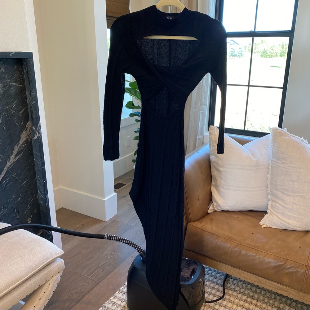IORANE Asymmetrical Sweater Cutout Dress in Black - Size Small - NWOT